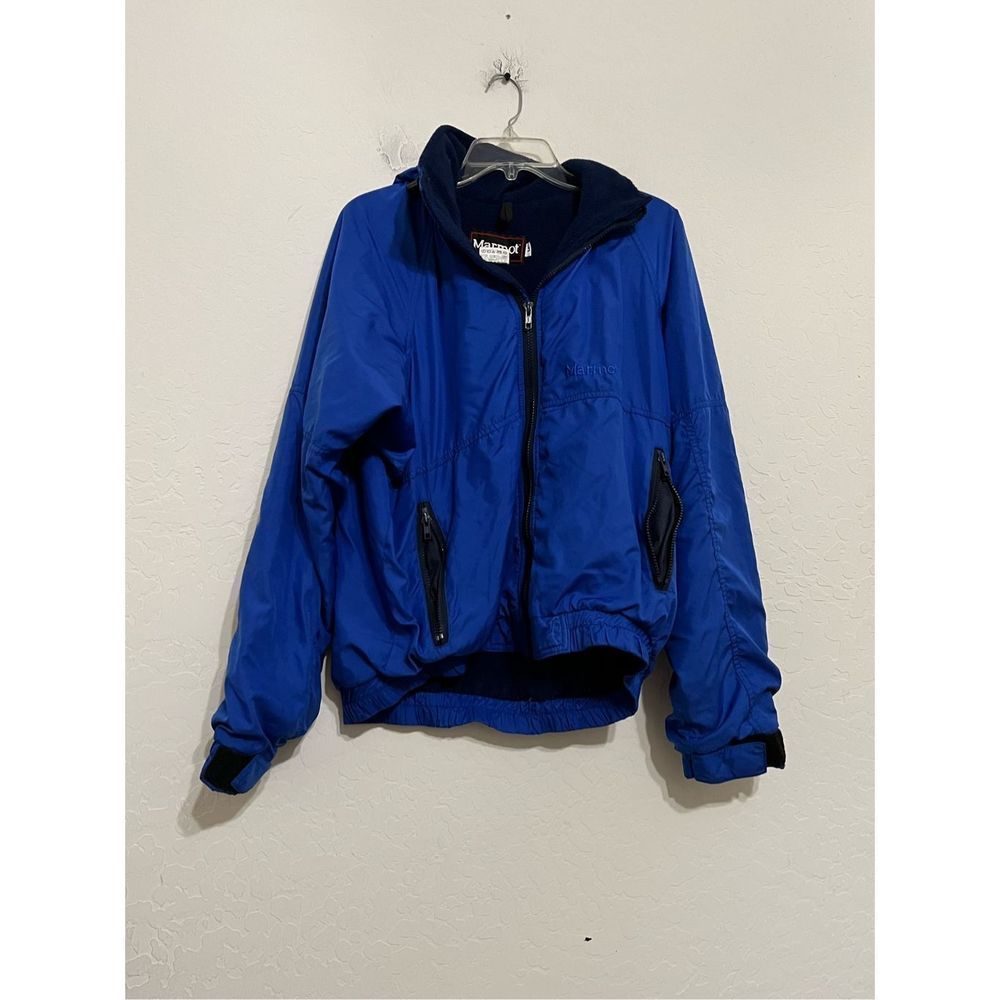 Marmot Jacket Womens M Blue Full Zip Hooded Water Proof Rain Coat